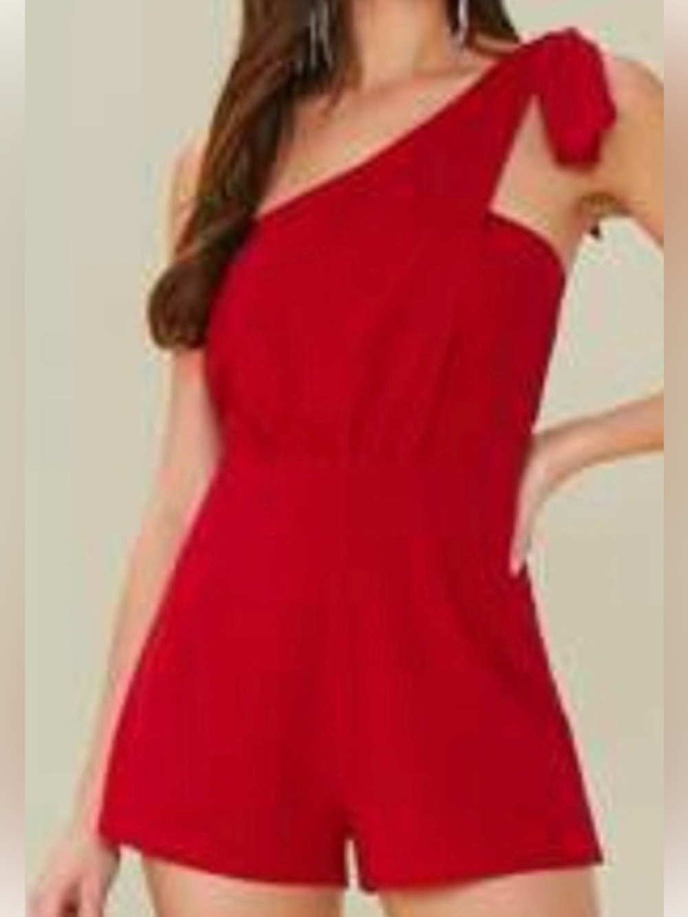 Red one shoulder romper​​​